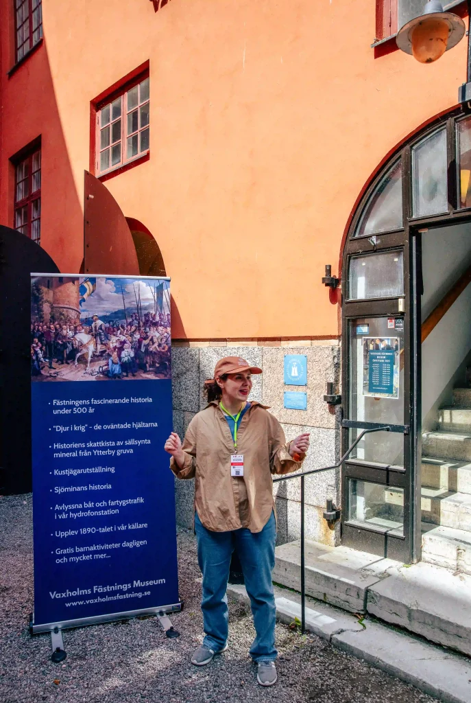 Frankie guiding guests on the Stockholm & Vaxholm tour