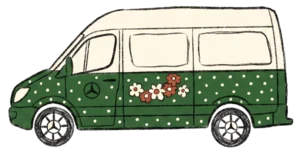 Illustration of a private tour van