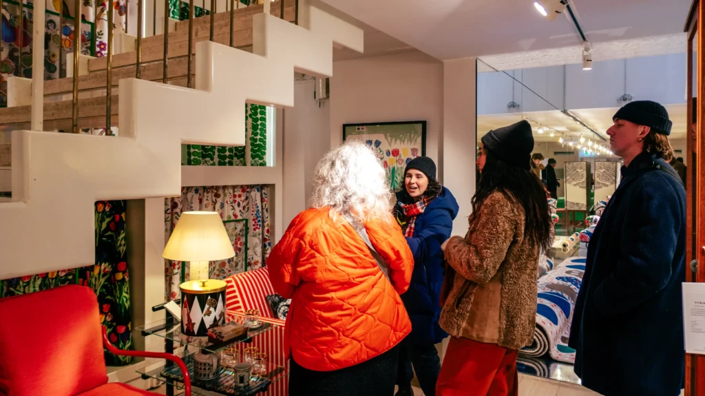 Guests browsing a Stockholm design shop