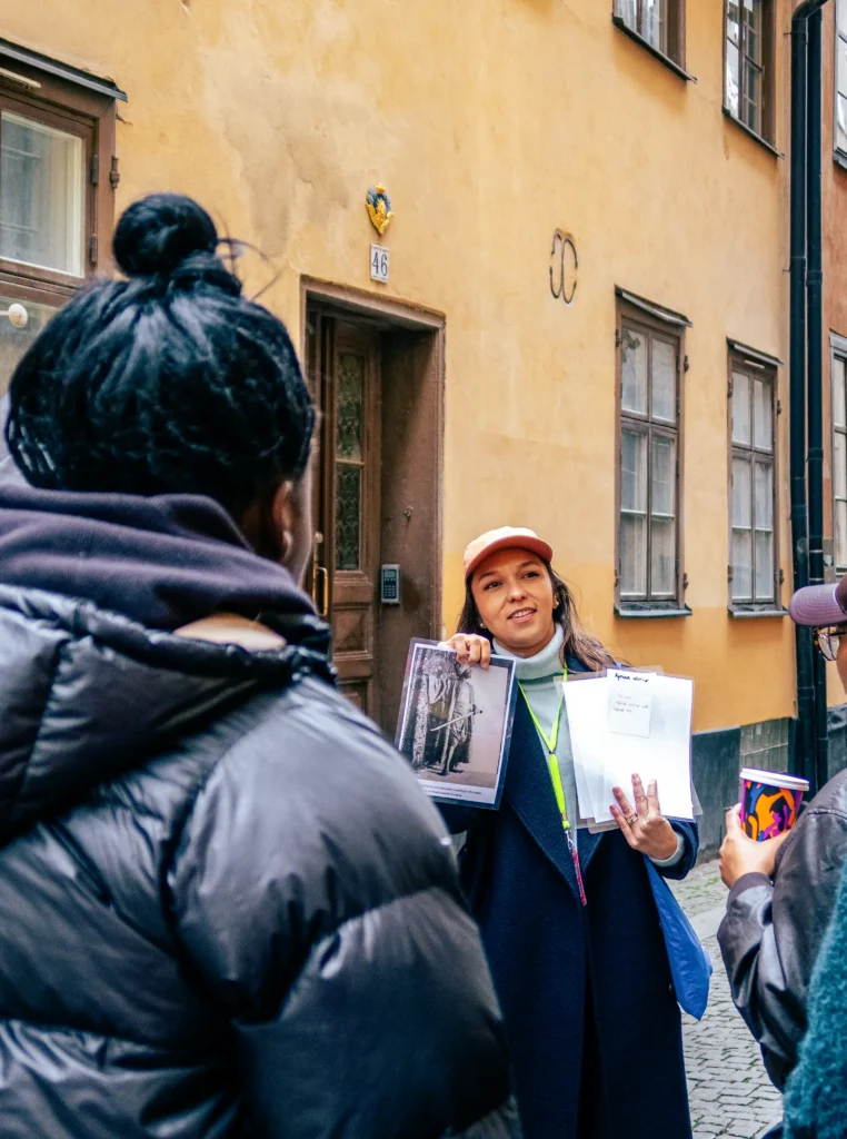 Ana guiding guests on the Lola Akinmade Book Club tour