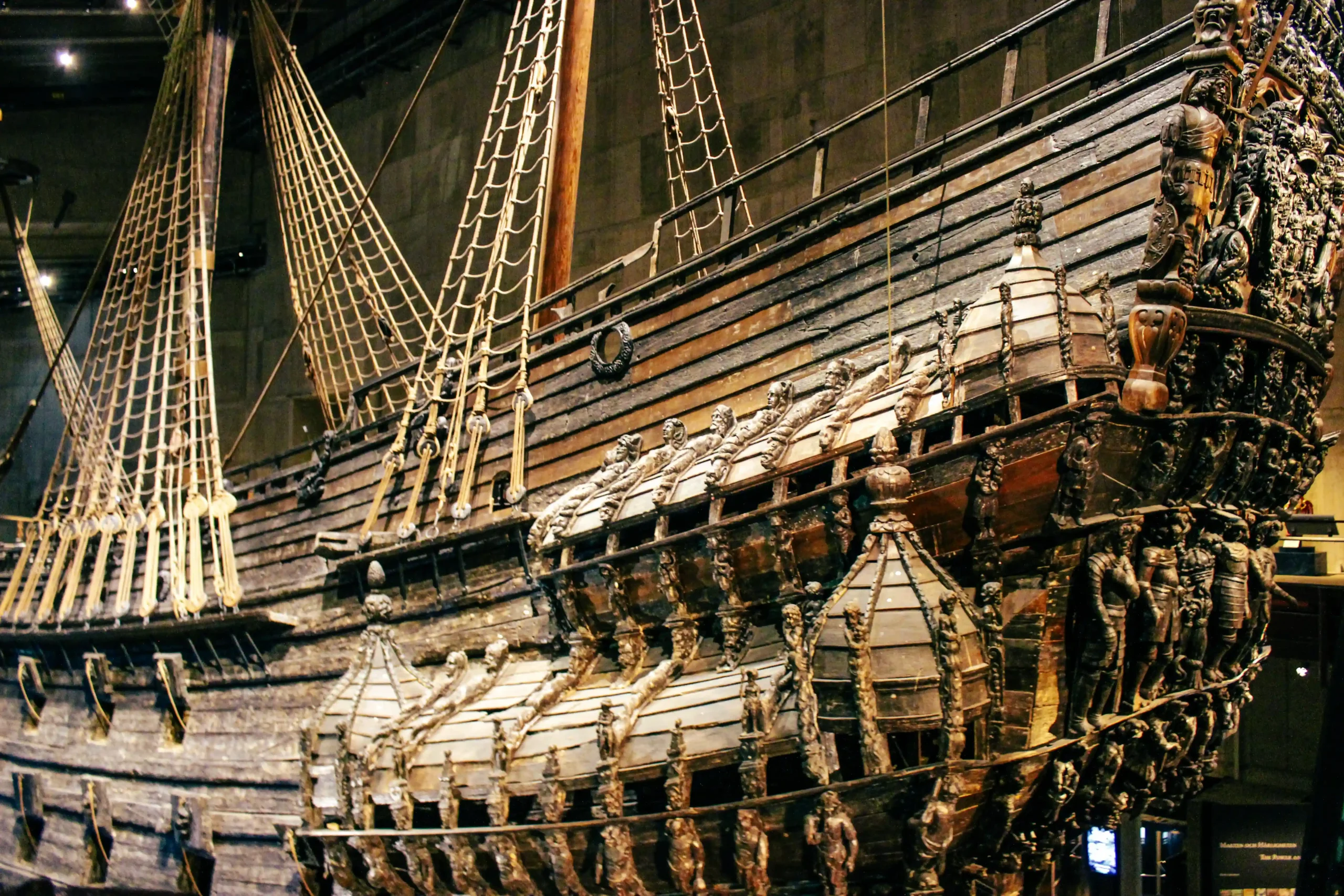The Vasa warship inside the Vasa Museum in Stockholm