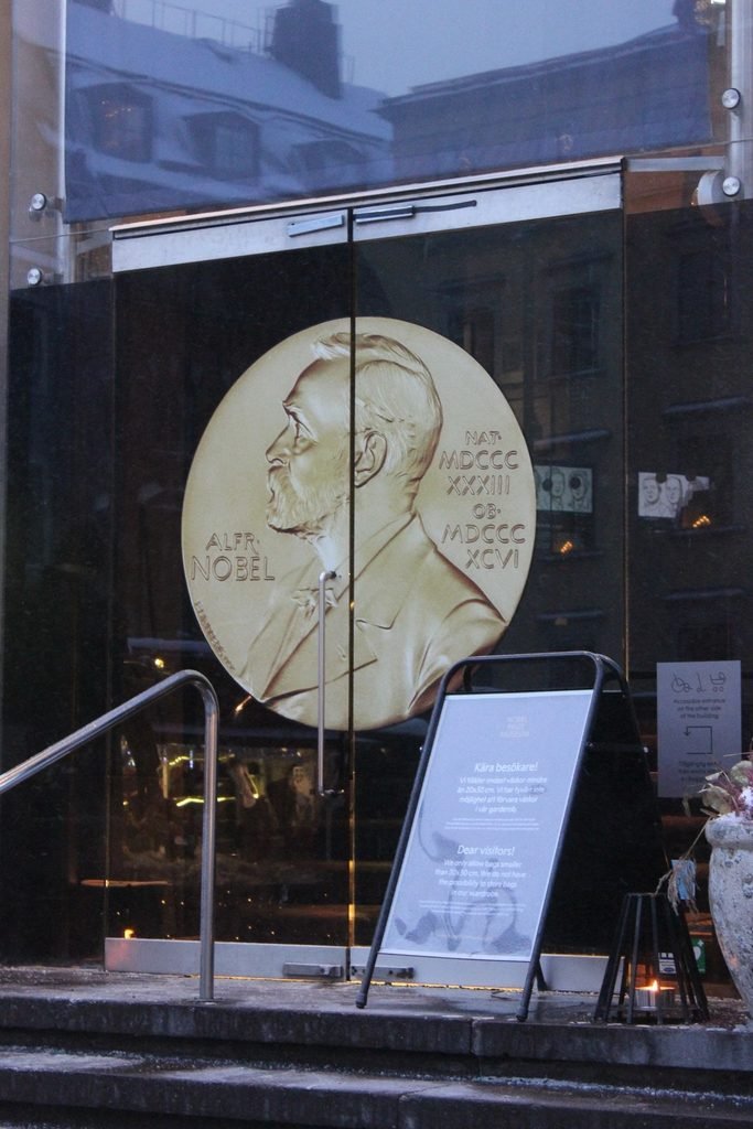 Entrance to Nobel Museum at Stortorget, Gamla Stan, Stockholm